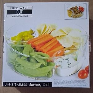Clear Glass 3-Part Serving Dish